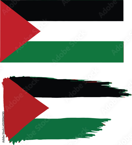 Palestine flag and Gaza flag map of country illustration