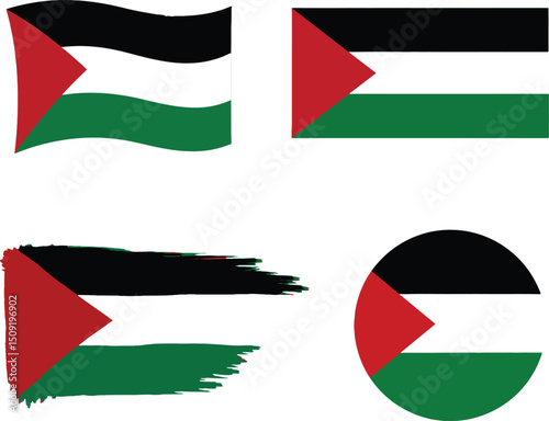 Palestine flag and Gaza flag map of country illustration