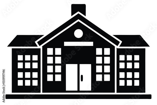school building front vector icon