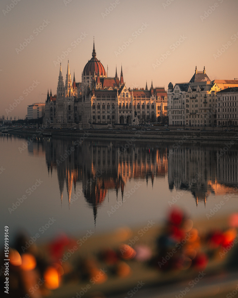 Obraz premium View on Budapest with Chain Bridge and Parliament