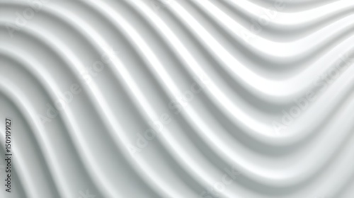 Gentle white waves cascading smoothly, embodying minimalist aesthetics and serene visual tranquility with contemporary design sensibility