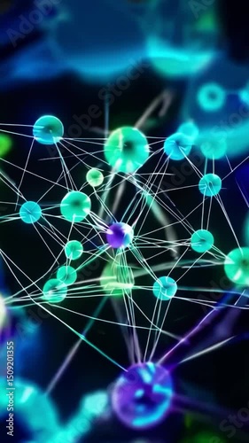 Neural Network Visualization with Glowing Nodes and Connections