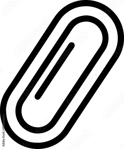 Simple black and white icon of a paperclip on a clean white background