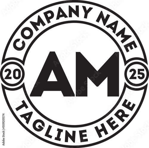 AM circle vector logo design AB to AZ