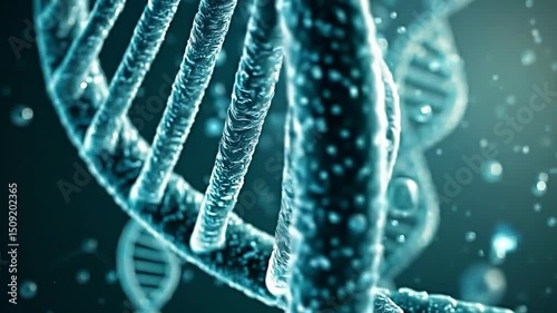 Close-Up 3D Rendering of DNA Molecules in Microscopic Environment