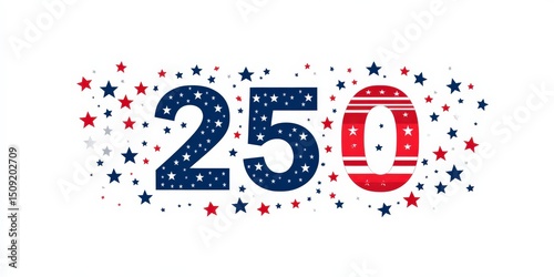 USA 250 Anniversary Celebration With Stars And Colors