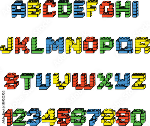 Toy Brick typography font lettering ABC cartoon vector text