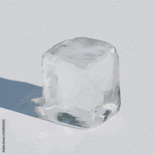 Transparent ice cubes reflect cool blue light, isolated on a clear white background