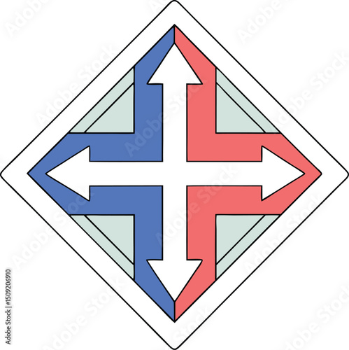 Abstract geometric arrow icon symbol with directional movement on transparent background