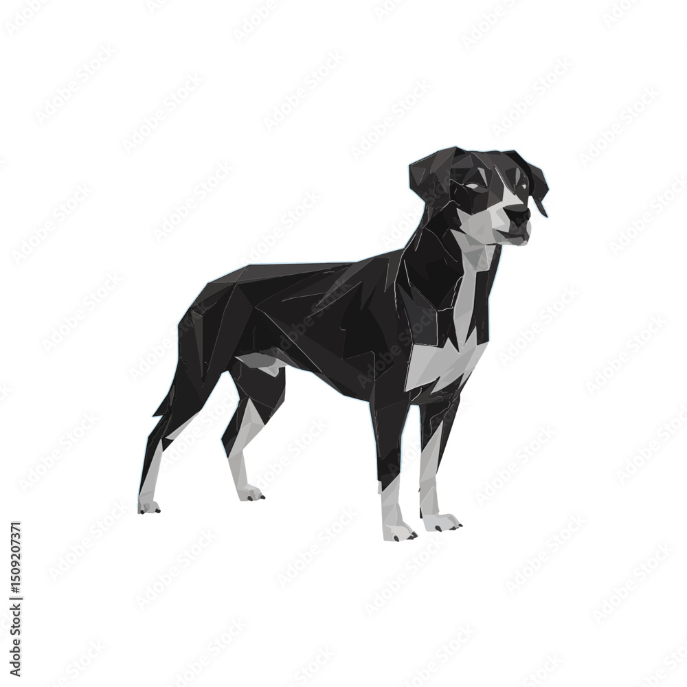 Obraz premium Low Poly Dog in Vector black and grey