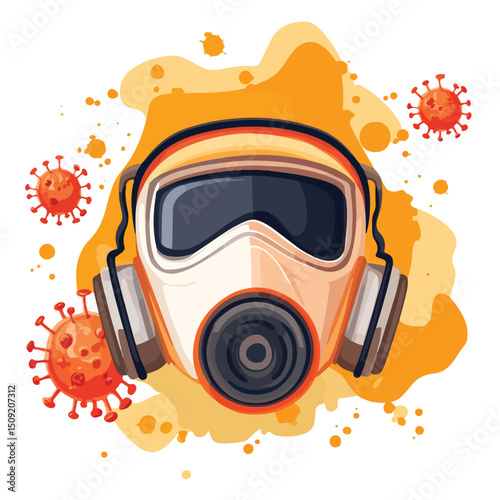 Professional Warning Virus Danger Poster with Mask Vector Illustration