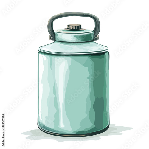High-Quality Vector Illustration of Green Water Canteen Equipment for Camping