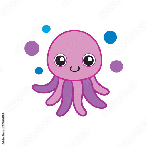 Cute Squid With Tentacles Spread Out