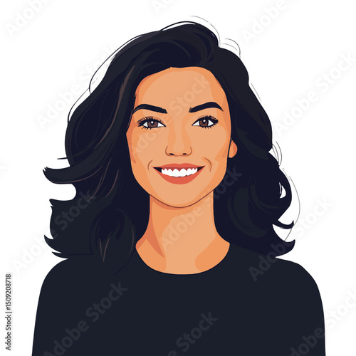 Professional Woman Smiling Avatar Vector Illustration Isolated on White Background