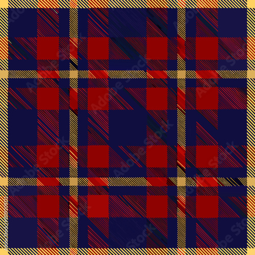 Opulent tartan seamless vector pattern with dark blue and deep red colors