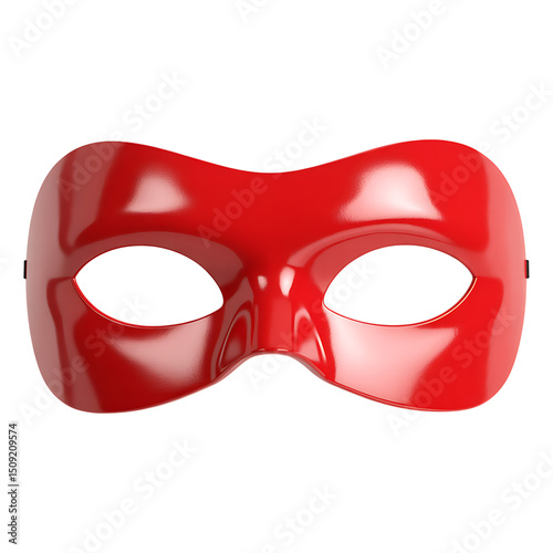 A vibrant red superhero mask embodies mystery and justice in a sleek on transparent background