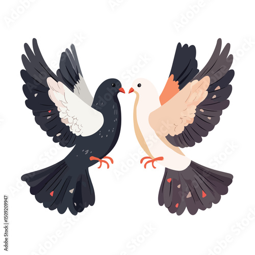 World Peace Day Dove Pigeons Animal Icon Isolated Vector Illustration