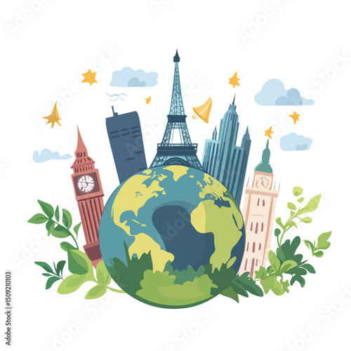 World Tourism Day Celebration: Creative Lettering Design with Earth Element