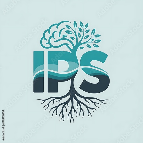 Brain tree illustration intertwines with IPS letters on a light background offering depth