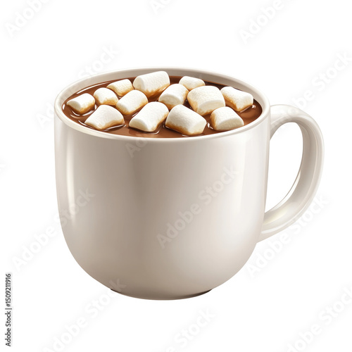 Hot Chocolate With Marshmallows Melting Mug  isolated on a transparent backgroun