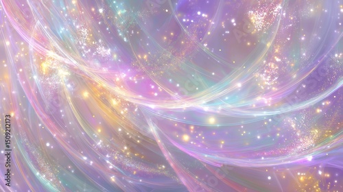 Magical pastel light trails with sparkling dust create ethereal abstract background