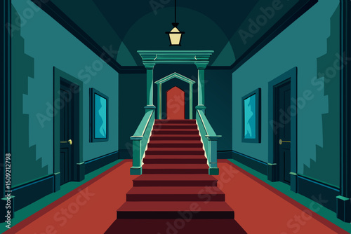 red carpet entrance with columns