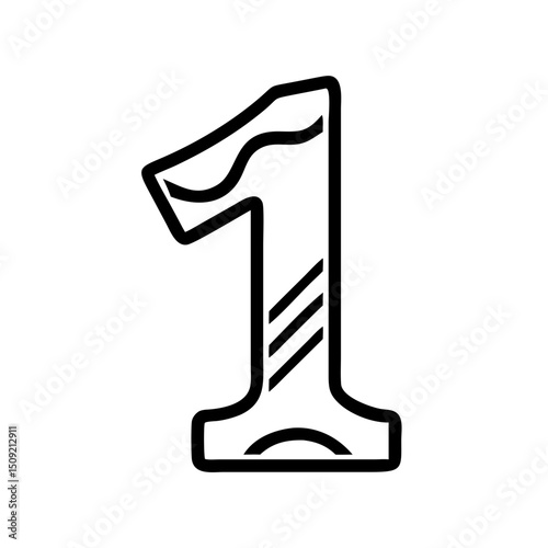 Bold number one with decorative design on a white background  
