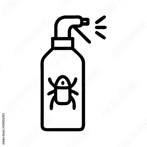 Insect spray bottle with bug illustration and spray nozzle  