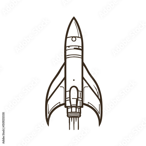 Rocket illustration in minimal style with simple lines  
