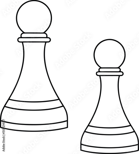 Two simple line drawing chess pawn pieces sit adjacent on white background