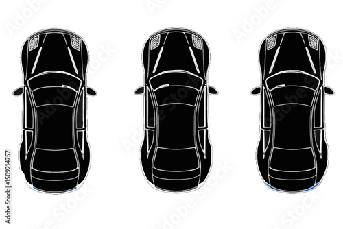 top view car vector collection for architectural, urban, and game design