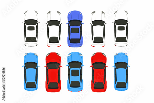 top view car vector collection for architectural, urban, and game design