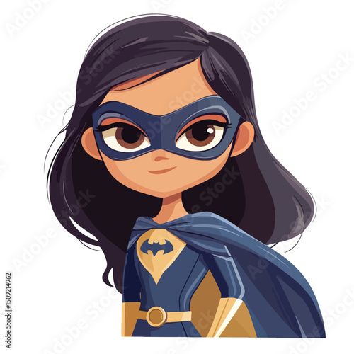 Empowering Superhero Girl with Mask Character Isolated Vector Illustration for Designs