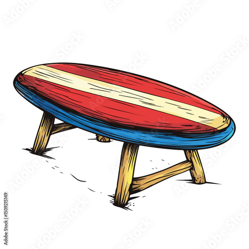 Colorful Cartoon Vector Illustration of Surf Tables for Creative Designs