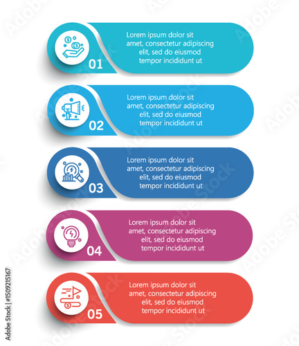 Business infographic template with 5 options or steps
