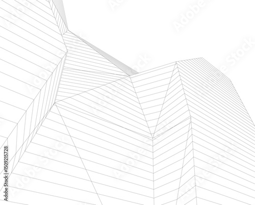 Architecture building 3d. Concept sketch.