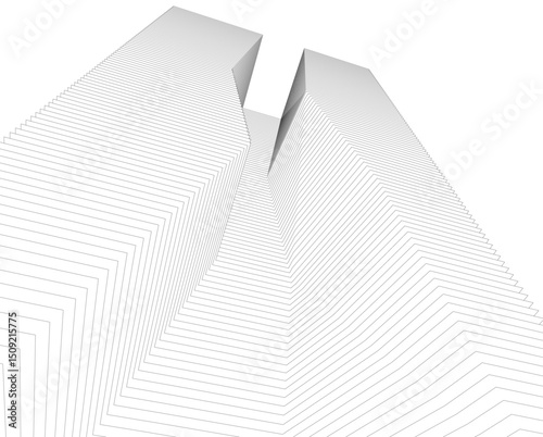 Architecture building 3d. Concept sketch.