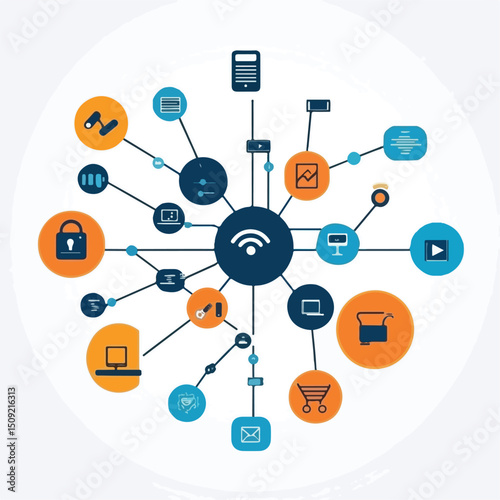 Professional Networking Icons Design for Technology Concept Illustration