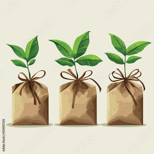 Three Eco-Friendly Packages Set Icons Vector Illustration for Sustainable Packaging Solutions