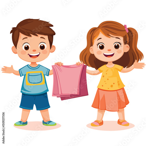 Energetic Group of Three Young Little Kids Celebrating with Hands Up