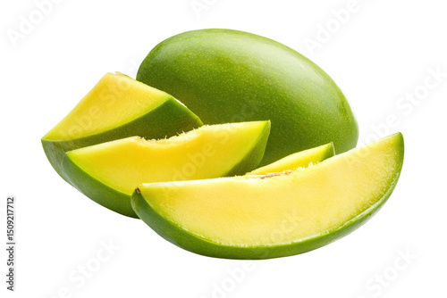 Green Mango Slices On  isolated on a transparent background