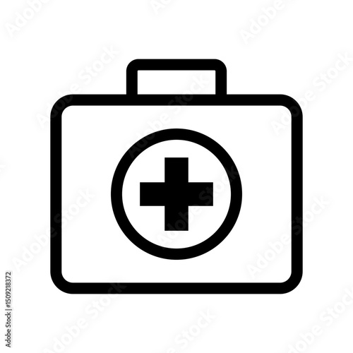 First aid box icon, medical briefcase icon.