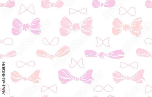 Bow vintage pink seamless pattern. Nude art print
