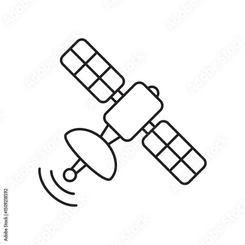 Satellite line icon, space satellite icon symbol.