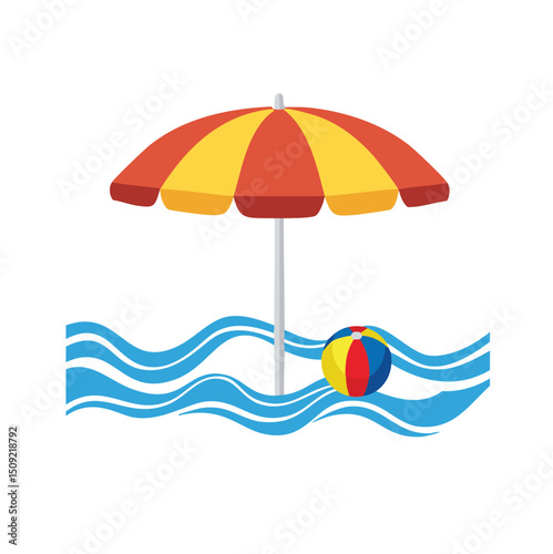 Beach umbrella summer fun ocean waves beach ball