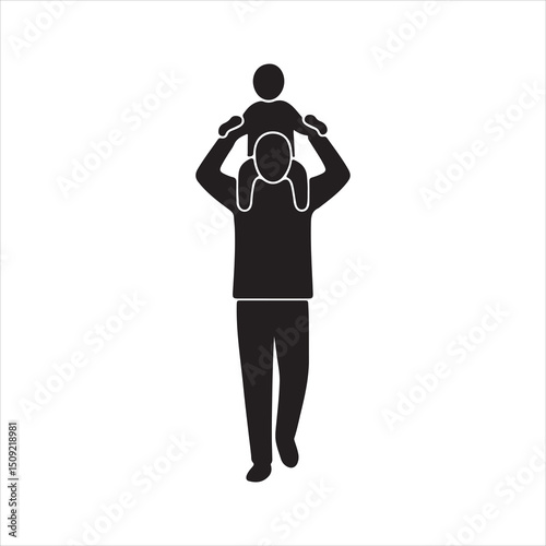 Father Carrying Child on Shoulders Silhouette