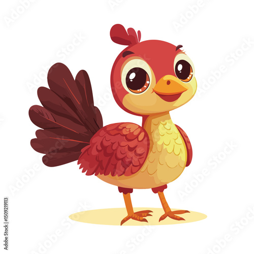 Adorable Turkey Bird Cute Cartoon Character Isolated Vector Illustration for Children's Designs