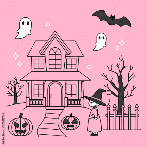set of silhouettes of Halloween on a white background. Vector illustration