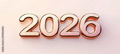 2026 in shiny metallic numbers representing the upcoming New Year and future possibilities, new beginnings, and aspirations concept, Banner