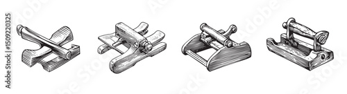 Vintage Hand Tools Illustrations for Crafting and Woodworking Projects, logo design, engraving design, vector illustration